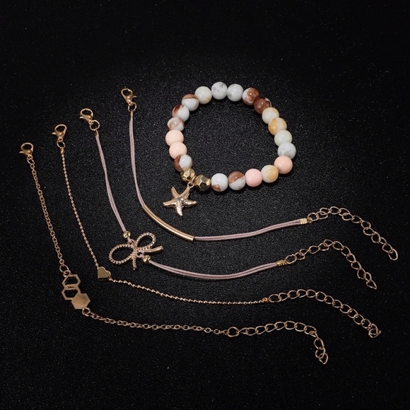 'Sand Storm' Multicolor Bead Starfish Bracelet Set - Picture 4 of 7